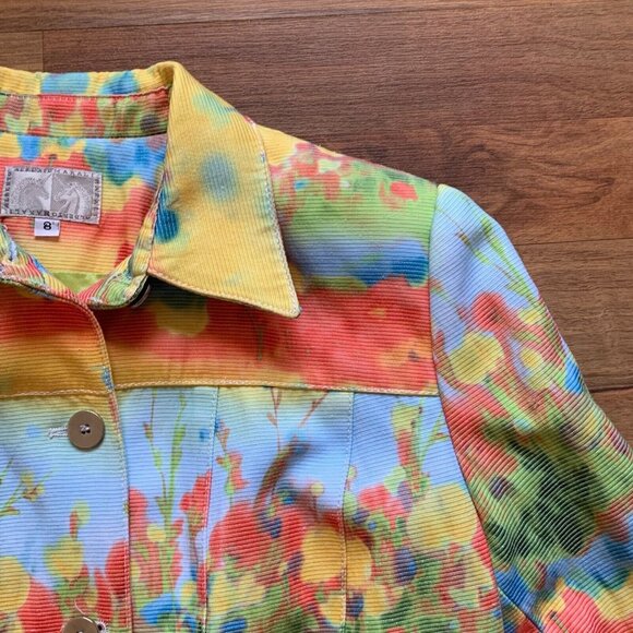 Vtg Albert Makali Jacket Short Colorful Lined Long Sleeve Button Shirt USA 8 - Picture 7 of 12